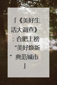 《美好生活大调查》：合肥上榜“美好焕新”典范城市