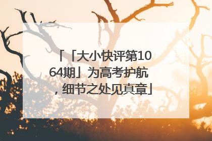 「大小快评第1064期」为高考护航，细节之处见真章