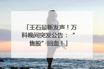 王石最新发声！万科晚间突发公告：“售股”回血！