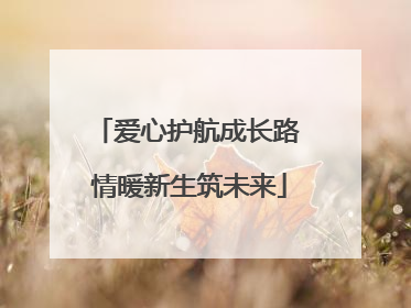 爱心护航成长路 情暖新生筑未来