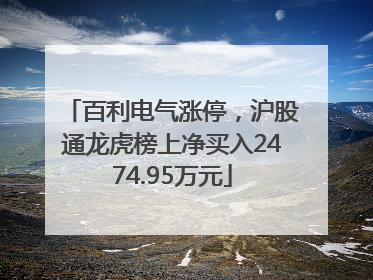 百利电气涨停，沪股通龙虎榜上净买入2474.95万元