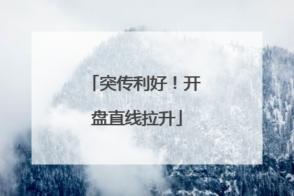 突传利好！开盘直线拉升