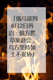 俄乌谈判6月2日再启：俄方携草案赴会，乌方坚持领土不妥协