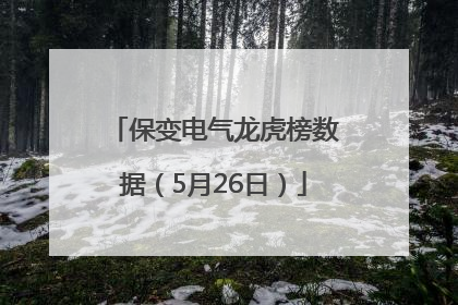 保变电气龙虎榜数据（5月26日）