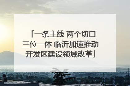 一条主线 两个切口 三位一体 临沂加速推动开发区建设领域改革