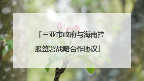 三亚市政府与海南控股签署战略合作协议