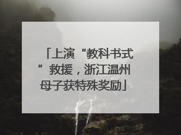 上演“教科书式”救援，浙江温州母子获特殊奖励