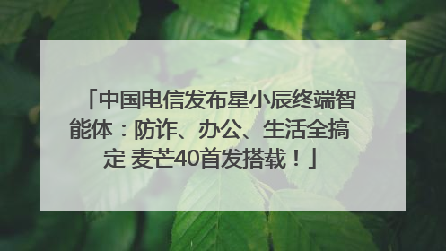 中国电信发布星小辰终端智能体：防诈、办公、生活全搞定 麦芒40首发搭载！