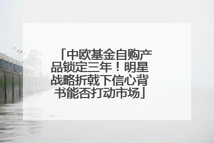 中欧基金自购产品锁定三年！明星战略折戟下信心背书能否打动市场