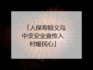 人保寿险义乌中支安全宣传入村暖民心