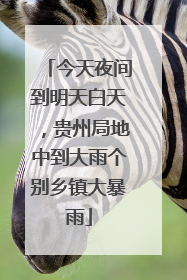 今天夜间到明天白天，贵州局地中到大雨个别乡镇大暴雨