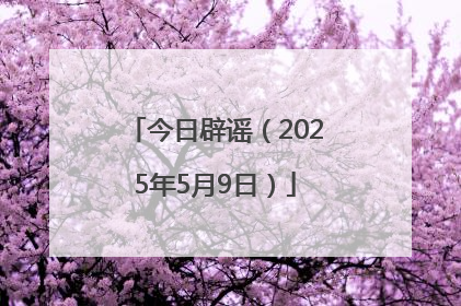 今日辟谣（2025年5月9日）