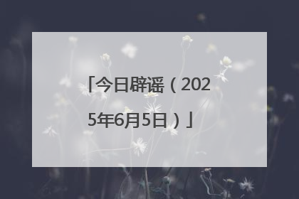 今日辟谣（2025年6月5日）