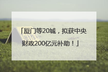 厦门等20城，拟获中央财政200亿元补助！