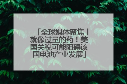 全球媒体聚焦丨就像过量的药！美国关税可能阻碍该国电池产业发展