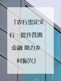 农行贵定支行：提升普惠金融 助力乡村振兴