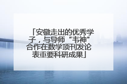 安徽走出的优秀学子，与导师“韦神”合作在数学顶刊发论表重要科研成果
