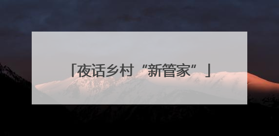夜话乡村“新管家”
