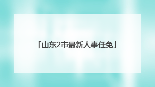山东2市最新人事任免