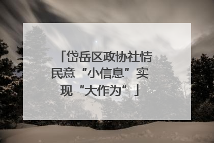 岱岳区政协社情民意“小信息”实现“大作为”