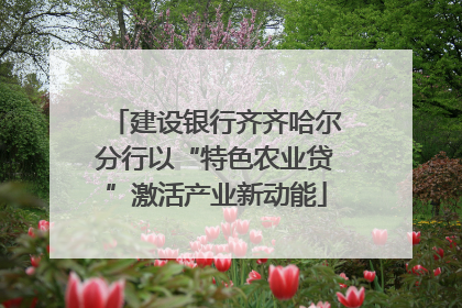 建设银行齐齐哈尔分行以“特色农业贷”激活产业新动能
