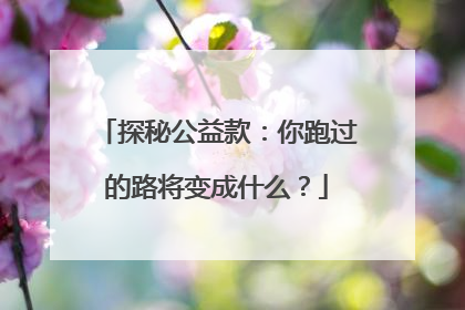 探秘公益款：你跑过的路将变成什么？