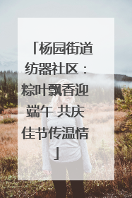 杨园街道纺器社区：粽叶飘香迎端午 共庆佳节传温情