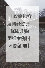 政策包容度持续提升 优质并购重组案例料不断涌现