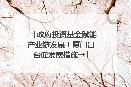 政府投资基金赋能产业链发展！厦门出台促发展措施→