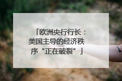 欧洲央行行长：美国主导的经济秩序“正在破裂”