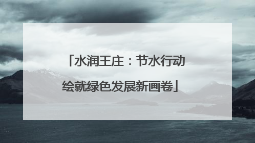 水润王庄：节水行动绘就绿色发展新画卷