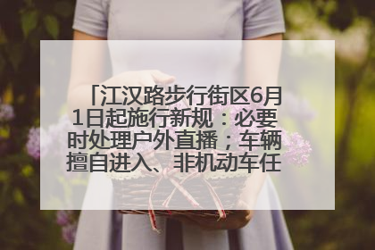 江汉路步行街区6月1日起施行新规：必要时处理户外直播；车辆擅自进入、非机动车任意停放的，依法处理
