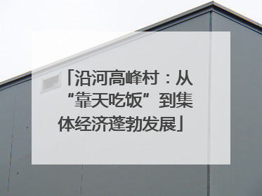 沿河高峰村：从“靠天吃饭”到集体经济蓬勃发展