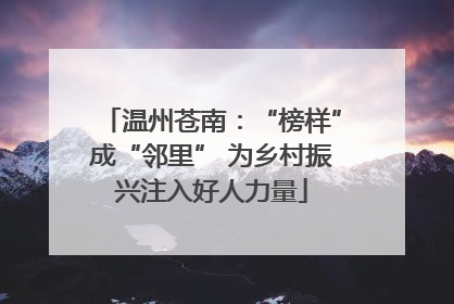 温州苍南：“榜样”成“邻里” 为乡村振兴注入好人力量