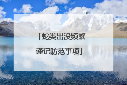 蛇类出没频繁 谨记防范事项