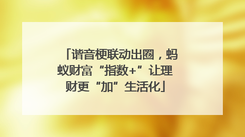 谐音梗联动出圈，蚂蚁财富“指数+”让理财更“加”生活化