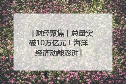 财经聚焦丨总量突破10万亿元！海洋经济动能澎湃