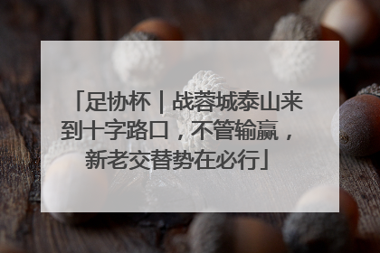 足协杯｜战蓉城泰山来到十字路口，不管输赢，新老交替势在必行