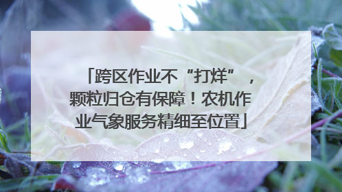 跨区作业不“打烊”，颗粒归仓有保障！农机作业气象服务精细至位置