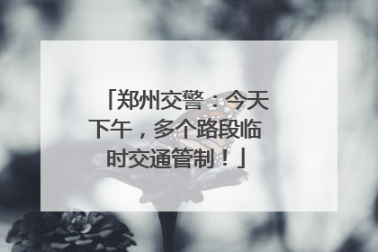 郑州交警：今天下午，多个路段临时交通管制！