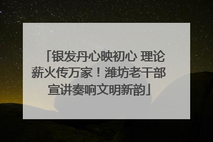 银发丹心映初心 理论薪火传万家！潍坊老干部宣讲奏响文明新韵