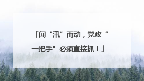 闻“汛”而动，党政“一把手”必须直接抓！