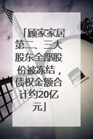 顾家家居第二、三大股东全部股份被冻结，债权金额合计约20亿元
