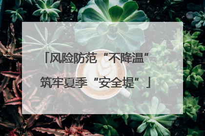 风险防范“不降温” 筑牢夏季“安全堤”