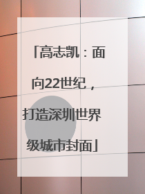 高志凯：面向22世纪，打造深圳世界级城市封面